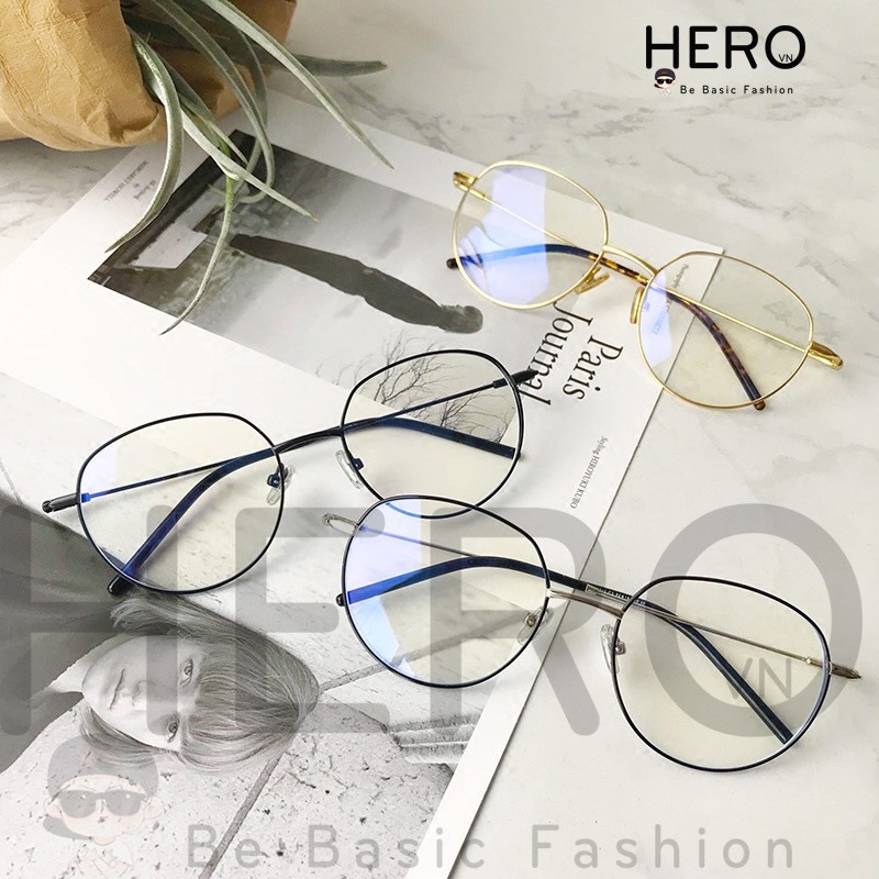 Kính Nobita Ulzzang Thời Trang Hàn Quốc, Kính Không Độ Giả Cận Gọng Oval Màu Đen HERO KM01 | BigBuy360 - bigbuy360.vn
