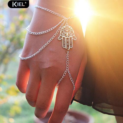 Vòng tay nối nhẫn họa tiết Hamsa kiểu dáng thanh lịch cho nữ
