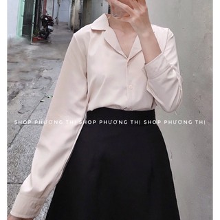 Áo sơmi lụa cổ vest dài tay - sơmi công sở (hình thật/sẵn)