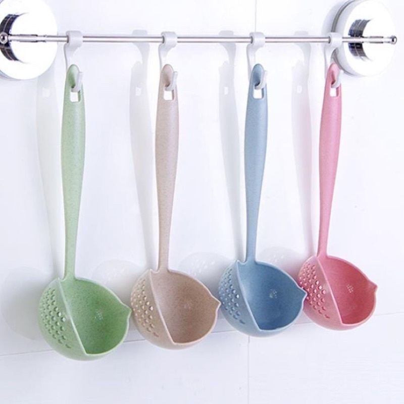 Vá Múc Canh, Ăn Lẩu Nhựa Lúa Mạch 2 Trong 1 Có Lỗ Vớt Thức Ăn Lọc Nước -  Muôi Nhựa Thông Minh 2in1
