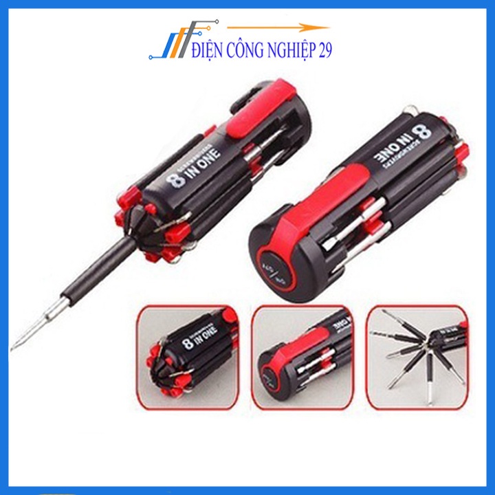 Bộ Tô Vít 8 Trong 1 Có Đèn Pin Chưa Bao Gồm Pin