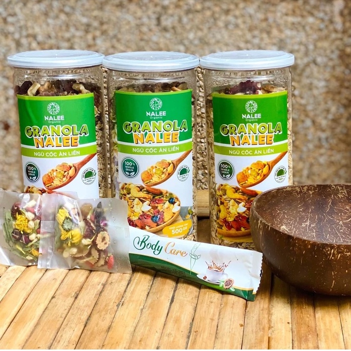 1,5kg/3 hộp ngũ cốc nalee Giảm Cân, Ăn Kiêng Dinh Dưỡng granola TẶNG 1 BỘ gáo dừa + muỗng + 3 trà dưỡng nhan thảo mộc