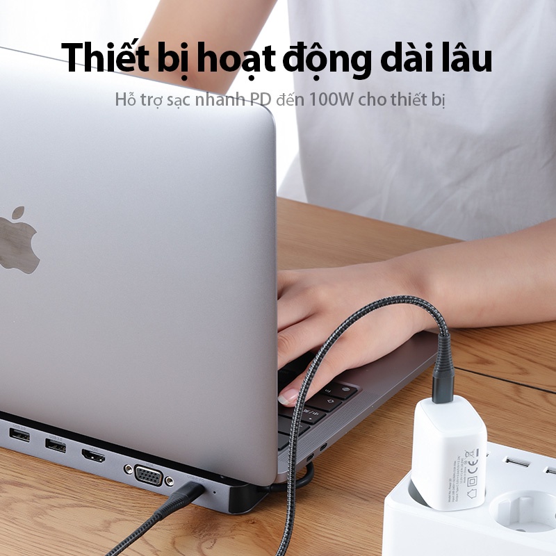 HUB Chuyển Đổi Type-C Acome AHT900 11 in 1 Cổng USB 3.0, SD/Micro Dành Cho Laptop