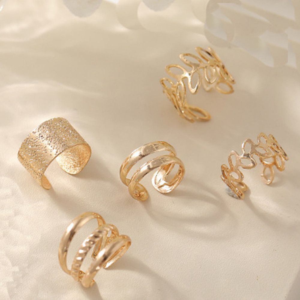 Set 5 khuyên kẹp vành tai hình chiếc lá nhiều màu sắc thời trang cho nữ MIHAN1