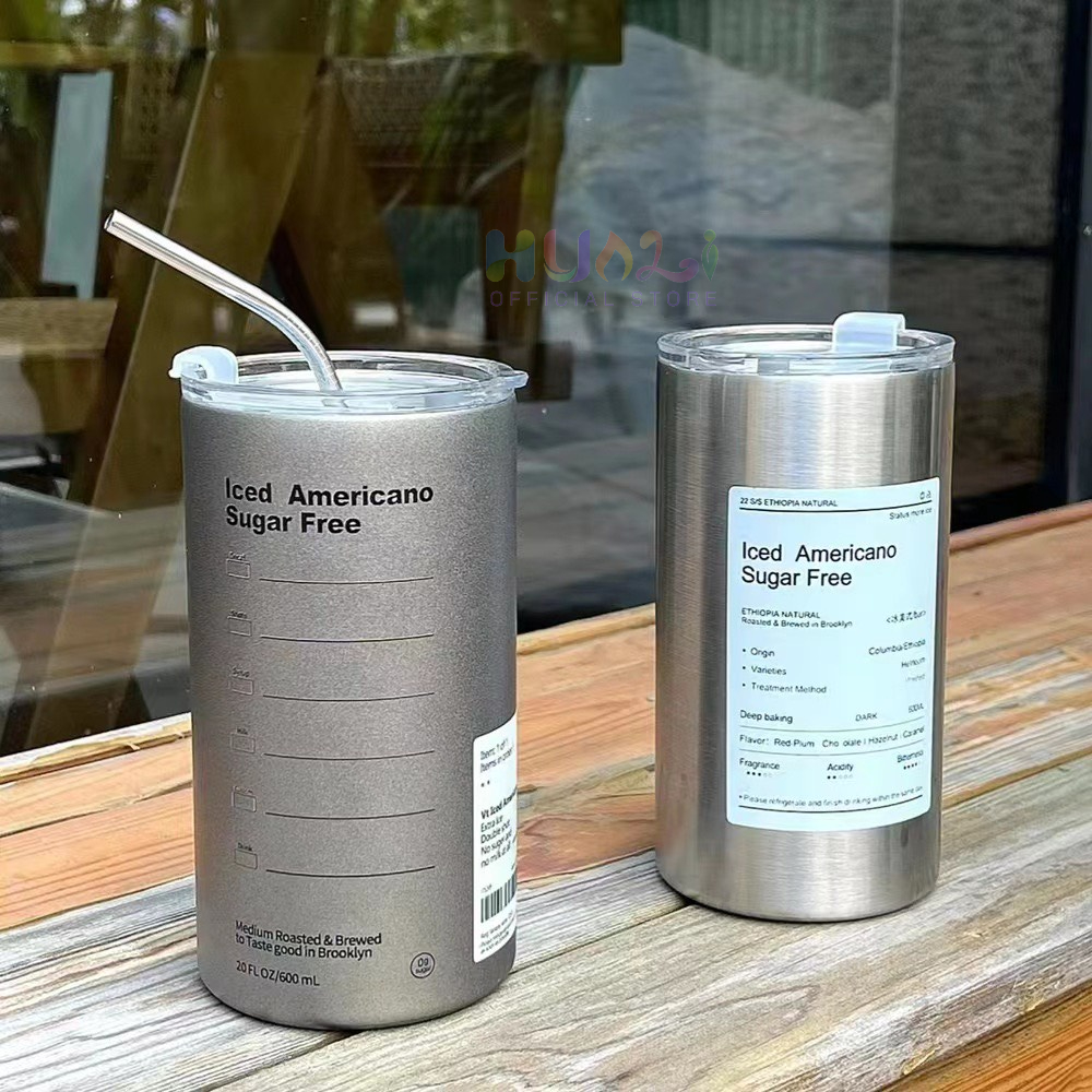 Cốc giữ nhiệt INOX, bình giữ nhiệt bằng thép không gỉ có ống hút uống coffee hiệu suất 6-8 tiếng