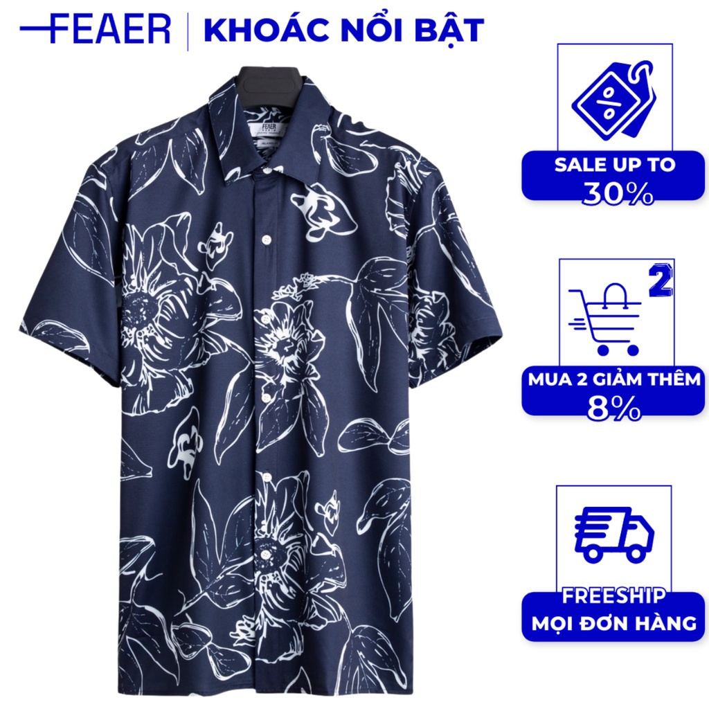 Áo sơ mi nam FEAER DENIM họa tiết hoa lá chất lụa mềm mịn PLANTS LEAF