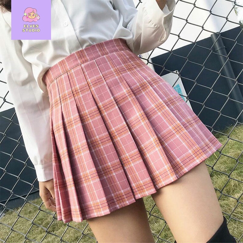 Chân Váy Tennis Lưng Cao Xếp Ly Sọc Ca Rô Thời Trang Nhật Bản Xinh Xắn Cho Nữ