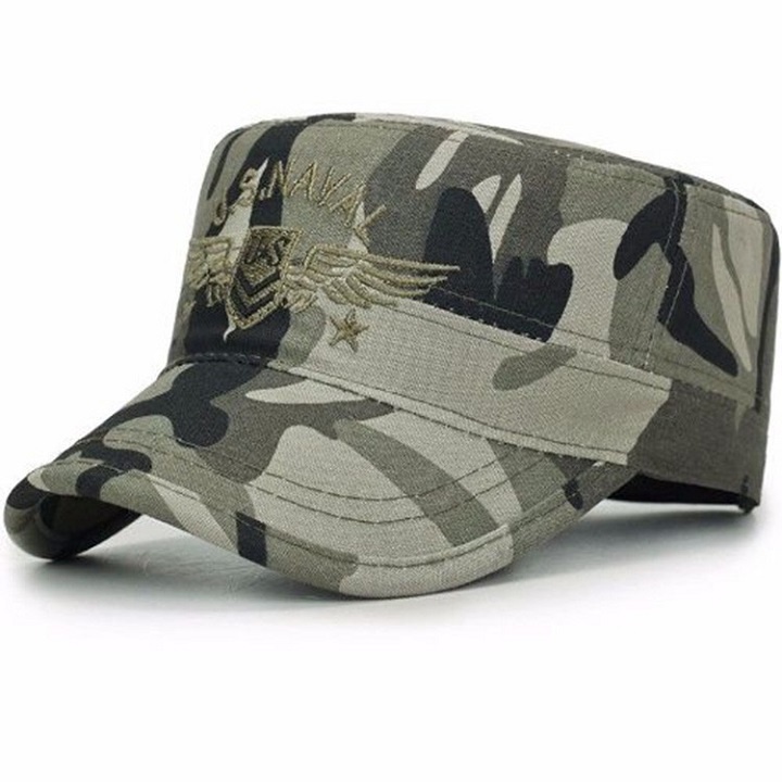 Mũ Nón Lính Naval Đầu Vuông Màu Rằn Ri - Xanh Rêu - Đen