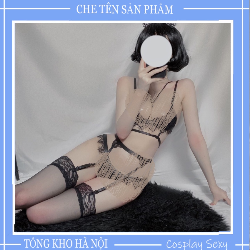 Bộ Đồ Lót Ren Sexy Nữ Liền Garter Gợi Cảm - Set Bikini Sexy Xuyên Thấu - Không Kèm Tất Freesize Bigsize Bi1980 - Ivyshop | BigBuy360 - bigbuy360.vn