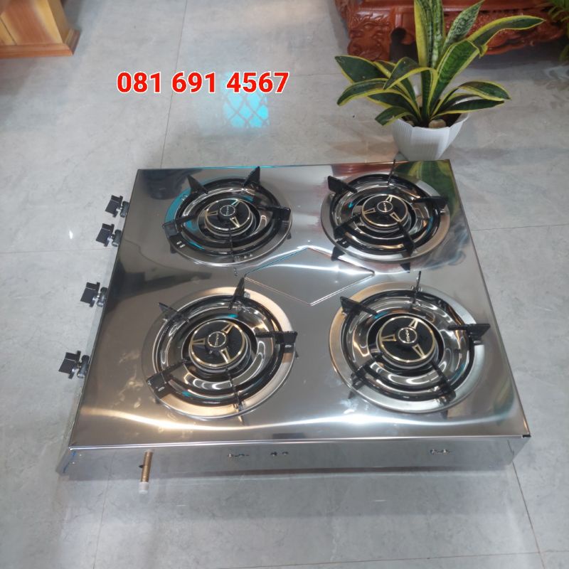 Bếp gas 4 lò vuông đồng AMG nhập khẩu siêu bền inox dày