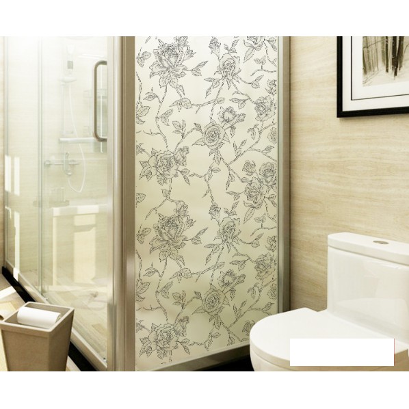 Decal Dán Kính Cao Cấp - Hoa Hồng Xám cực đẹp ( 60x116cm )