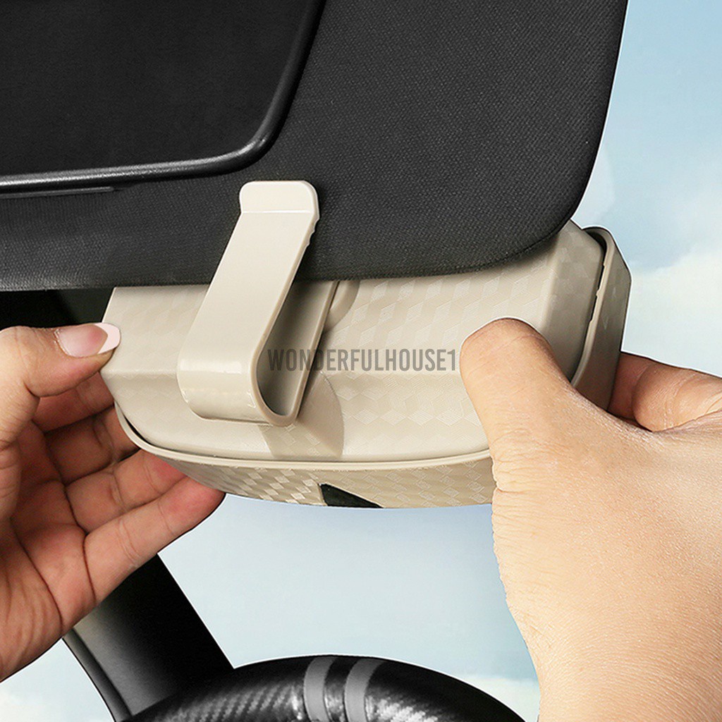 2021 3Colors Portable Car Sunglasses Storage Case Card Bill Holder Box 360° Rotating Dustproof/Heat-resistant/Shock-proof Car Glasses Holder for Car Sun Visor