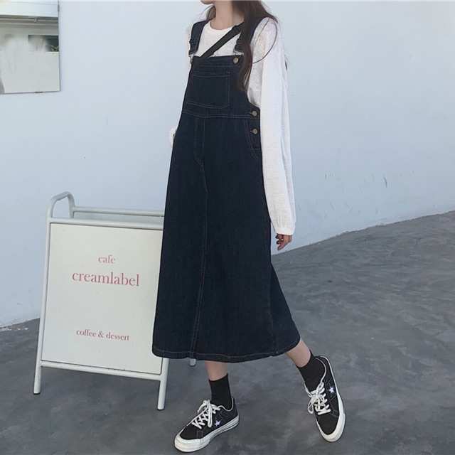 Váy yếm jeans phong cách Ulzzang