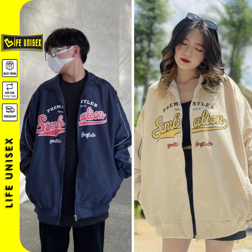 Áo Khoác Bomber Dù SIMBALION Nam Nữ Ulzzang Unisex Kiểu Bóng Chày Form Rộng 2 Lớp - LIFE UNISEX