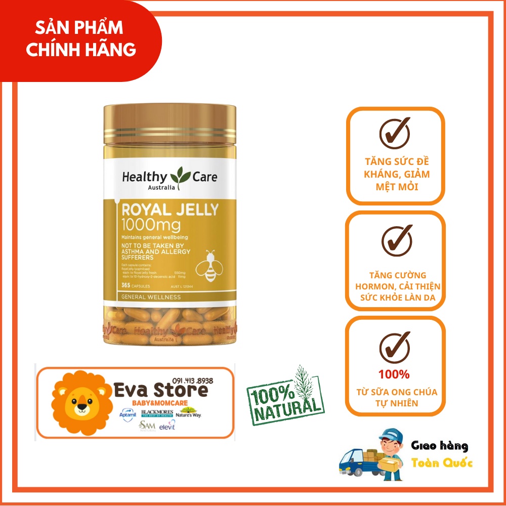 Sữa ong chúa Healthy Care Royal Jelly 1000mg - 365 viên