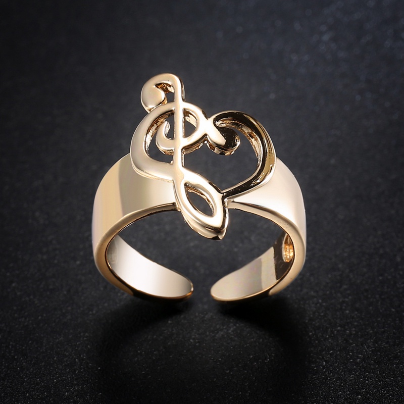 Nhẫn hở mạ vàng 18K/925 hình nốt nhạc thời trang cho nữ