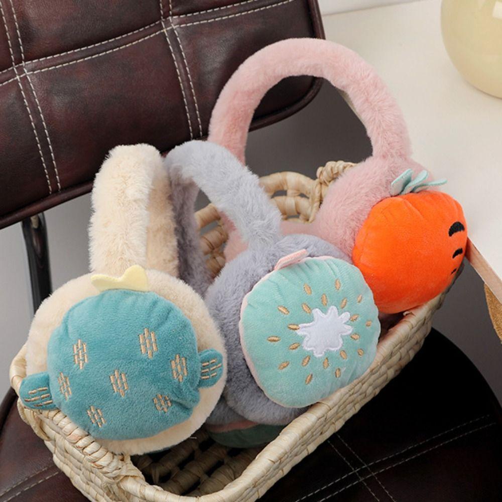 Chụp Tai VANES1 Phủ Lông Dày Dặn Giữ Ấm Thiết Kế Hình Trái Cây Dễ Thương Cho Nữ