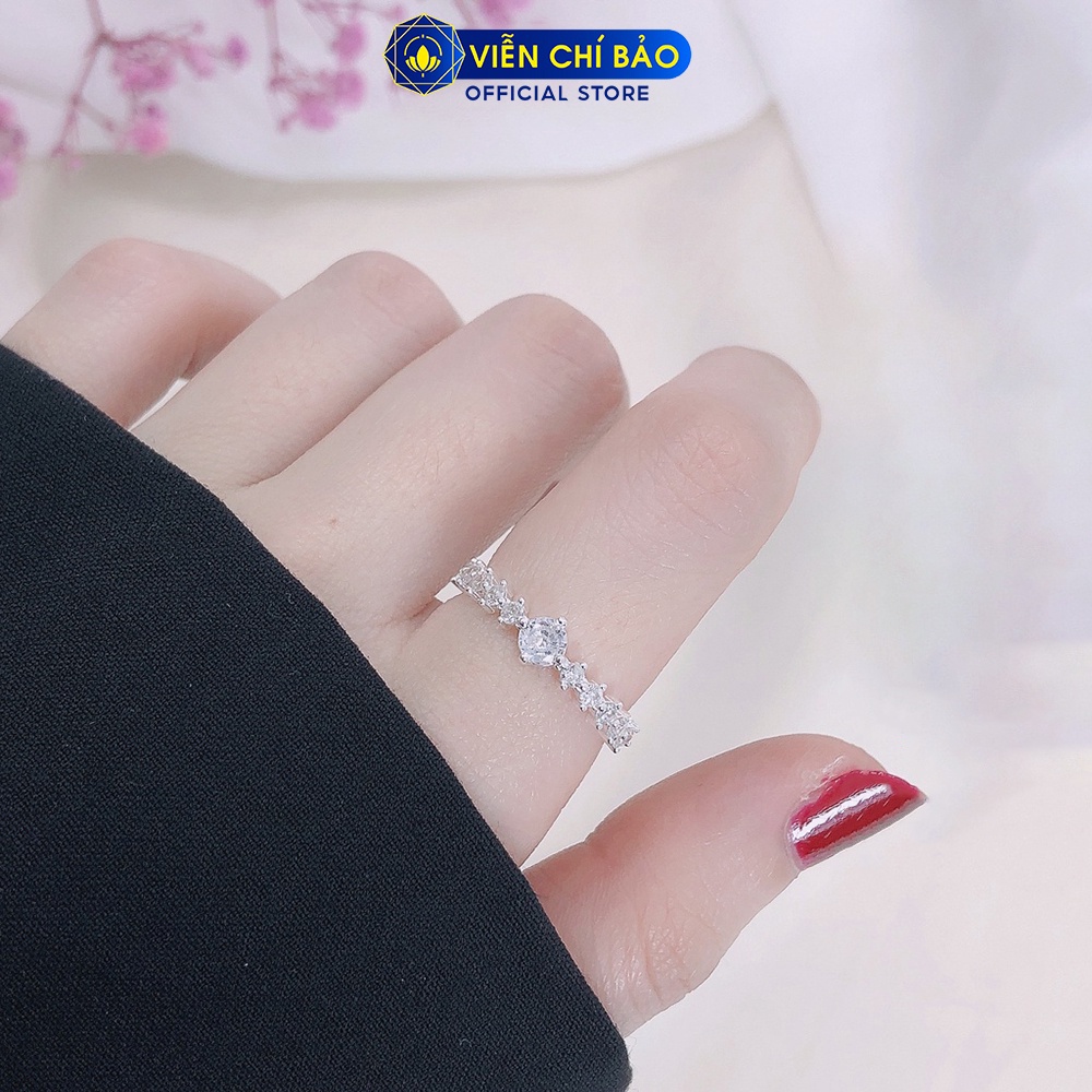 Nhẫn bạc nữ viền đính đá lấp lánh chất liệu bạc 925 thời trang phụ kiện trang sức nữ Viễn Chí Bảo N400345x2x1