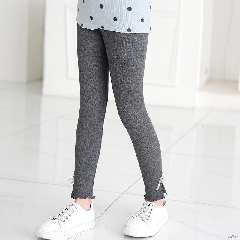 Quần Legging Phối Nơ Vải Cotton Dễ Thương Phong Cách Hàn Quốc Dành Cho Bé Gái Từ 2 - 11 Tuổi