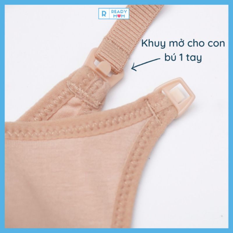 THANH LÝ| Áo Lót Bầu | Áo Ngực Cho Con Bú Cổ Tim| Hàng Việt Nam| Cotton siêu mềm|  Màu da | Không Gọng|RM01 ReadyMo