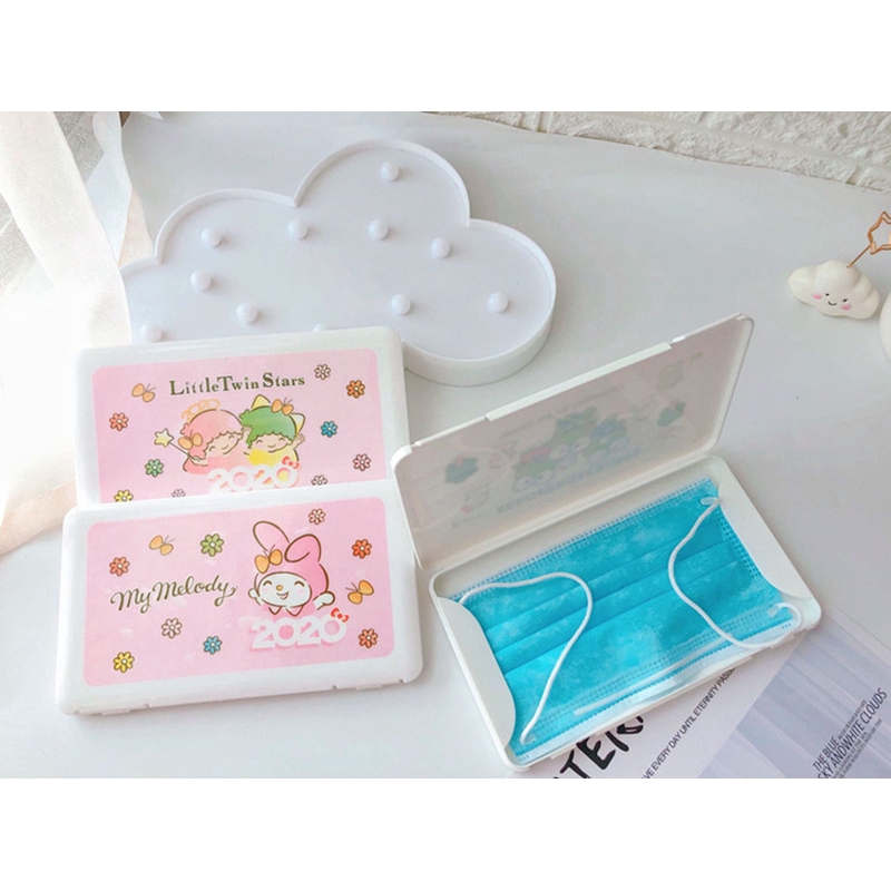 Hộp Nhựa Đựng Khẩu Trang Chống Bụi Họa Tiết Hello Kitty / Melody Đáng Yêu