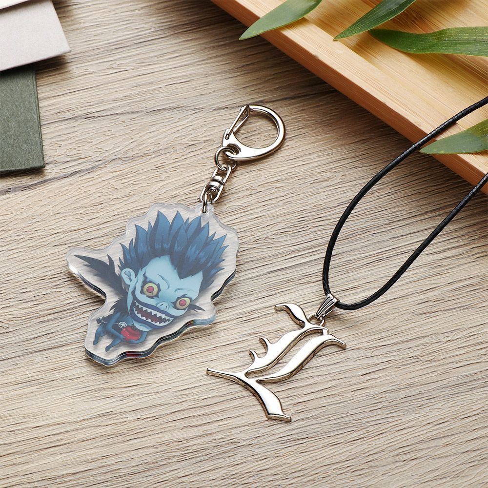 Sổ tay bìa da họa tiết anime death note độc đáo thời trang + bút lông vũ/vòng cổ/móc khóa