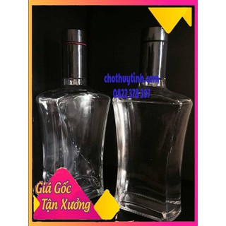 CHAI THỦY TINH ĐỰNG RƯỢU DẸP EO 500ML - NẮP NHỰA