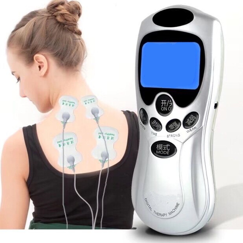 Máy massage xung điện trị liệu 4 miếng dán - Máy mát xa cổ vai cắm điện/dùng pin có màn hình LCD