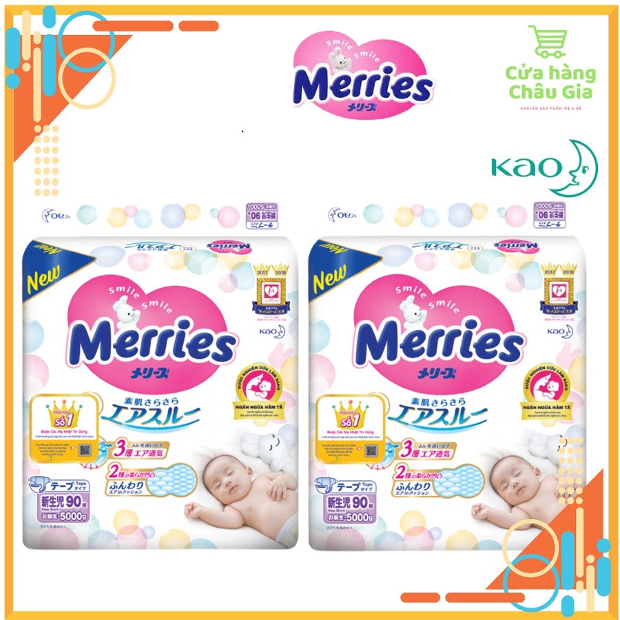 COMBO 2 gói Tã/Bỉm DÁN Merries nội địa Nhật Size NB90/S82/M64/L54/XL44.