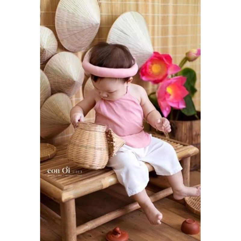 Sét yếm lụa hồng kèm mấn