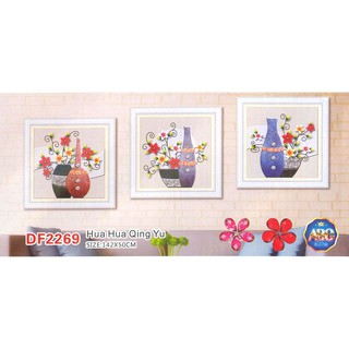 Tranh đính đá abc 3d bình hoa quý phái df2269 kt:142x50cm