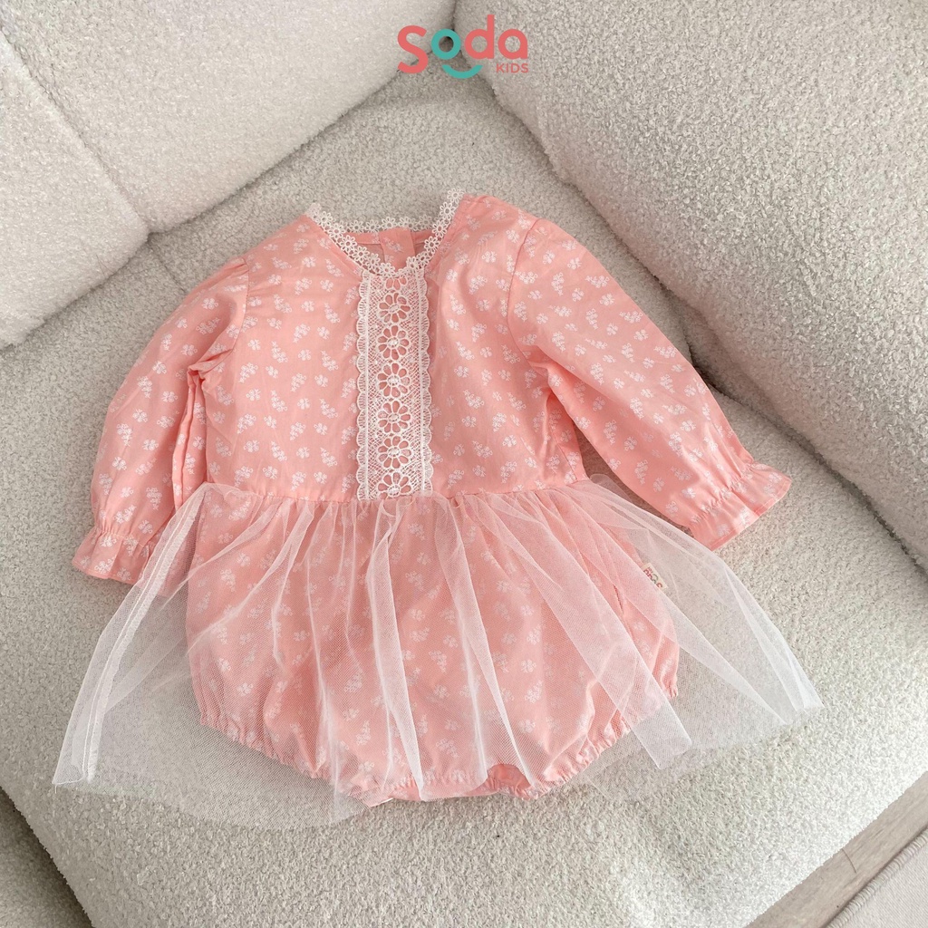 Body bé gái SELINE SODA KIDS chất liệu hoa nhí thô mềm, thiết kế voan tiểu thư, phong cách Hàn Quốc
