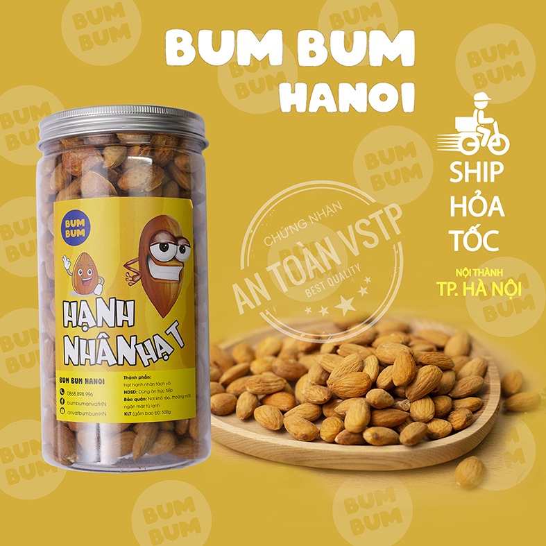 Hạnh nhân hạt rang mộc BumBum nhập khẩu Mỹ ăn vặt Hà Nội siêu ngon siêu rẻ