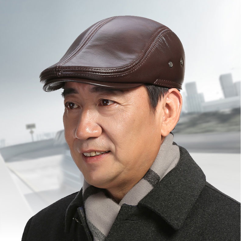 Nón Beret Da Giữ Ấm Tai 2lCR Cho Đàn Ông Trung Niên