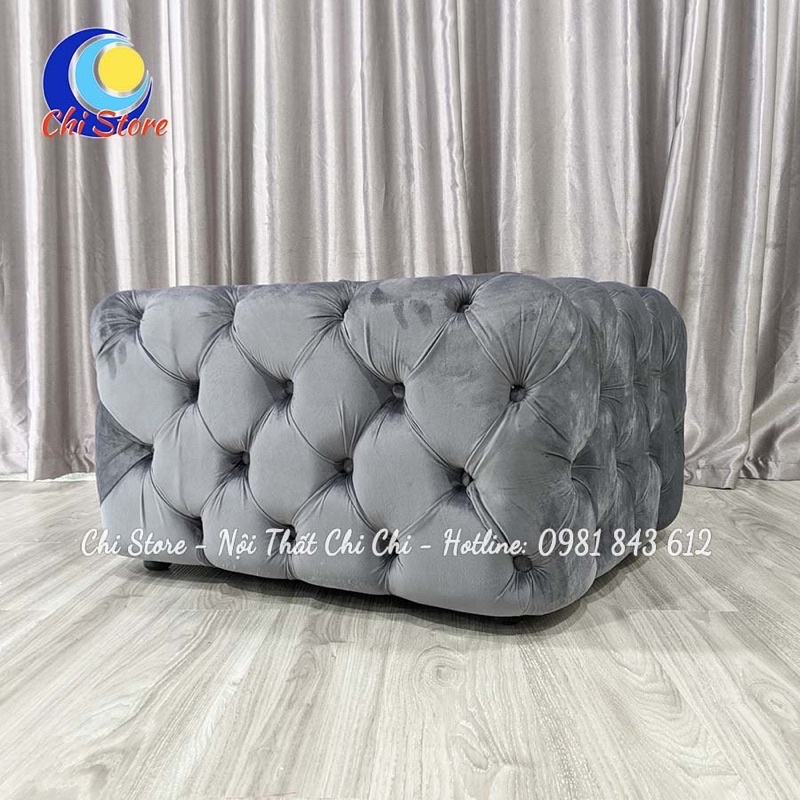 Ghế Đôn Sofa Hình Vuông Nhún Cổ Điển, Ghế Ngồi Chờ Cho Shop Sang Chảnh