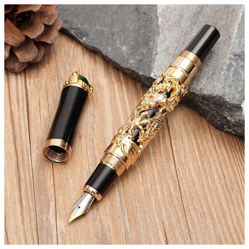 Bút Máy JINHAO 18KGP Ngòi 0.5mm In Hình Rồng Vàng Sang Trọng