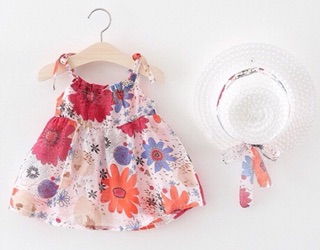 Set đồ bé gái kèm mũ và váy