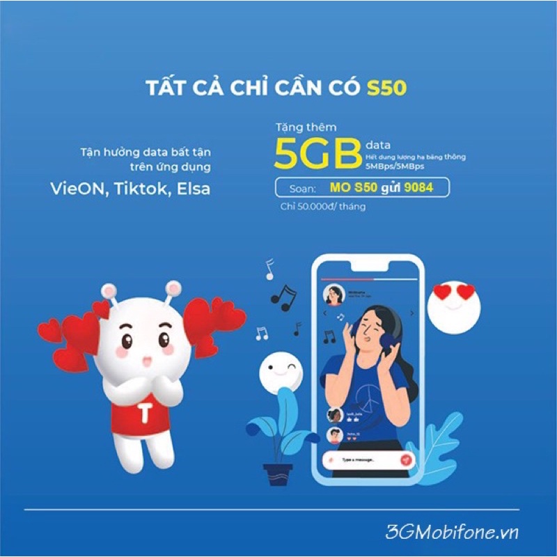 Sim MOBIFONE 4G DIP50 C50N S50 C90N VDATA5 1 tỷ Gb tốc độ cao