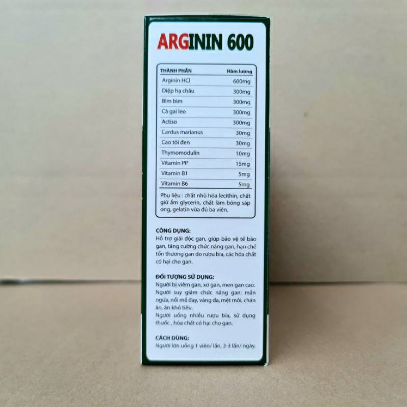 Viên uống Giải độc gan ARGININ 600 CÀ GAI LEO TỎI ĐEN - Hỗ trợ  mát gan ,hạ men gan