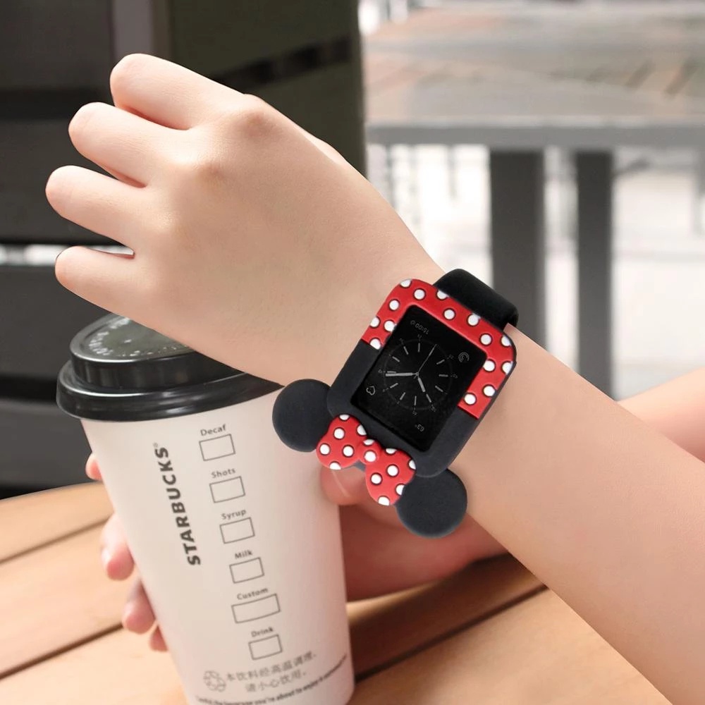 Ốp Bảo Vệ Bằng Silicone Hình Mickey / Chấm Bi Hoạt Hình Cho IWatch 8 7 SE 6 5 4 3 2 1 38mm 40mm 41mm 42mm 44mm 45mm