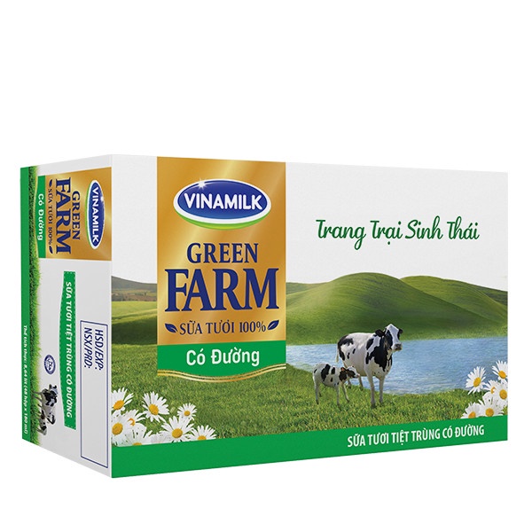 [HSD T6-2022] Thùng 48 Hộp Sữa Tươi Vinamilk Green Farm Có Đường 180ml