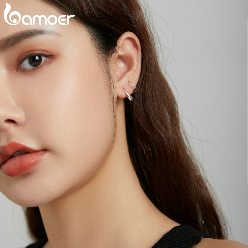 Khuyên Tai Chính Hãng Bamoer SCE1130 Hình Giọt Nước Sáng Tạo Bằng Bạc Thật 925 Cho Nữ