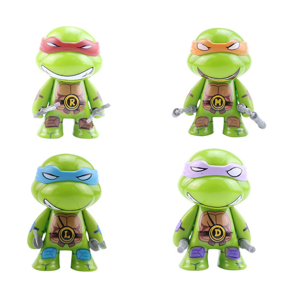 Mô hình - Bộ 04 mô hình Ninja Rùa cao 7 cm Teenage Mutant Turtles Q trang trí Tablo đồ chơi Dontello Leonardo Raphael