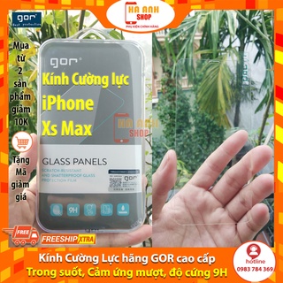 Bộ 2 Kính Cường Lực iPhone Xs Max Full màn độ cứng 9H hãng GOR cao cấp(Tặng mã freeship extra - Tặng Keo mép)
