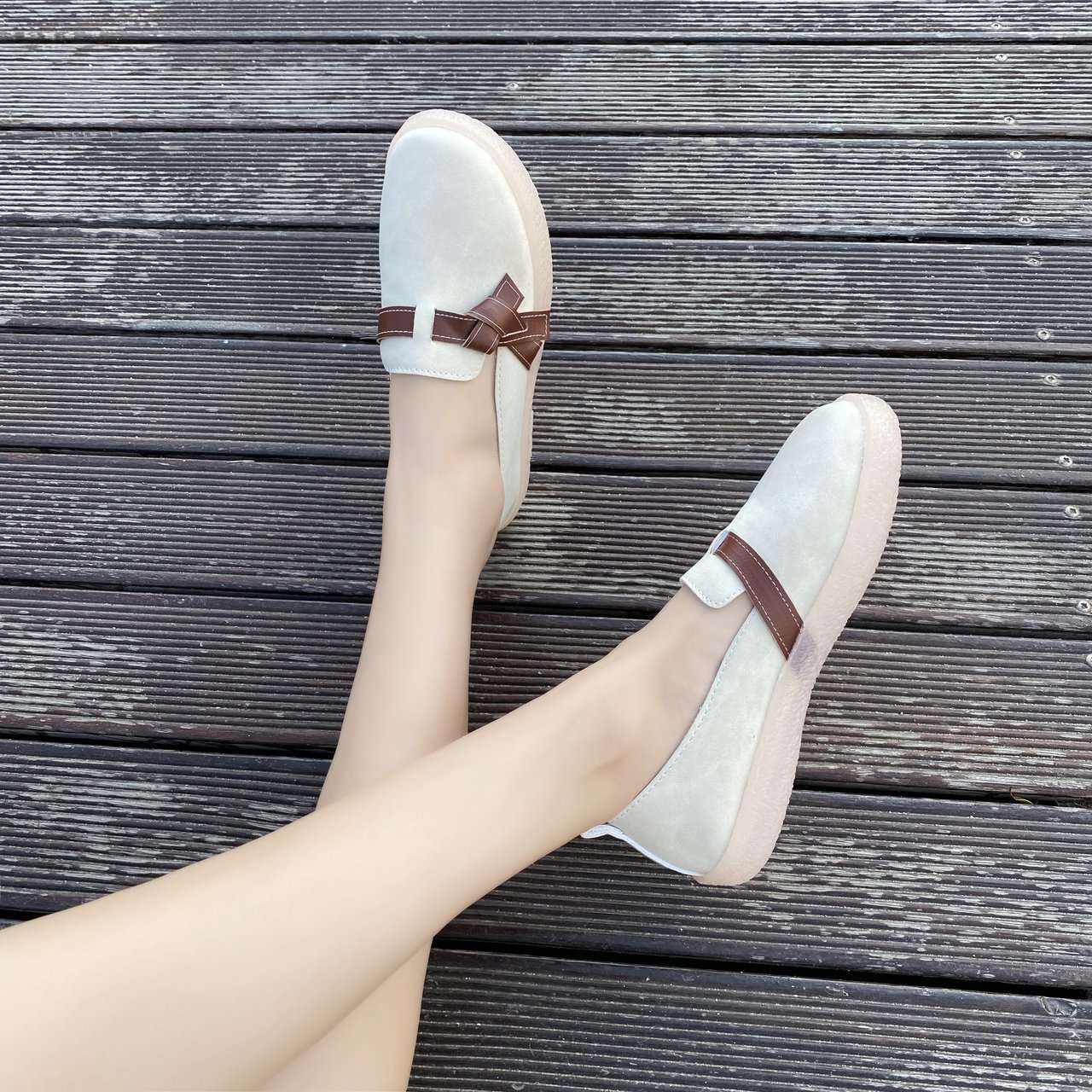 TODS Giày Búp Bê Đế Mềm Chống Trượt Cho Mẹ Bầu