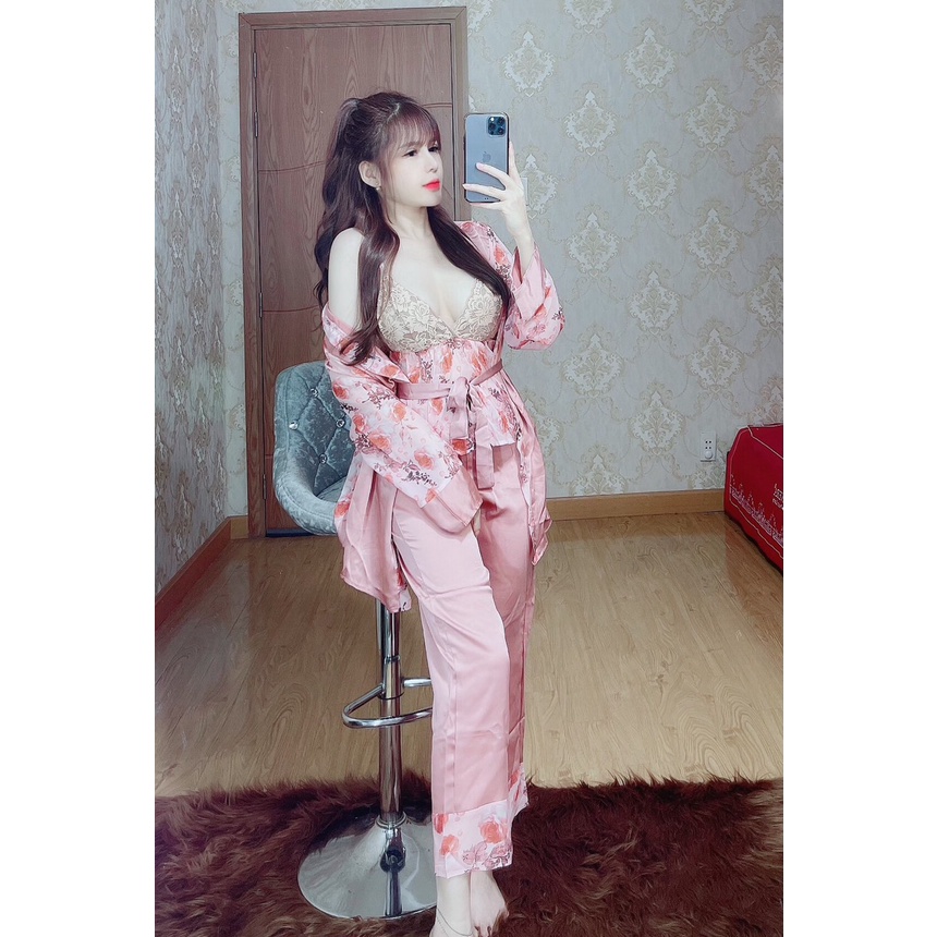 Set choàng sexy gợi cảm, siêu xinh gợi cảm, chất lạu satin mango giá xưởng- Set03sọc
