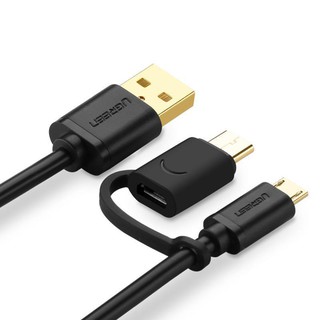 CÁP USB-A 2.0 SANG MICRO USB + USB-C UGREEN 30173