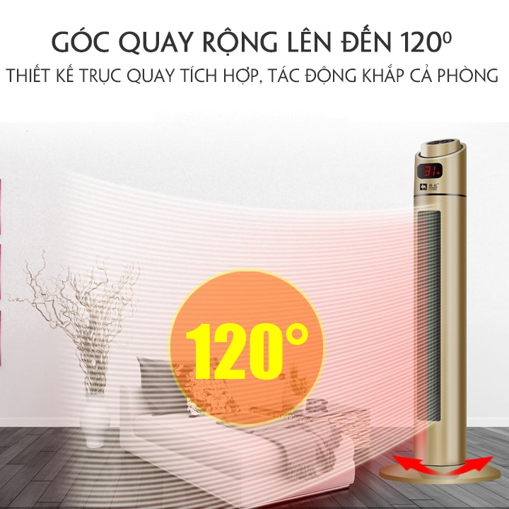 Cây sưởi điện Camel có điều khiển 2000W lưới chống bỏng tự tắt khi nghiêng an toàn cho trẻ em