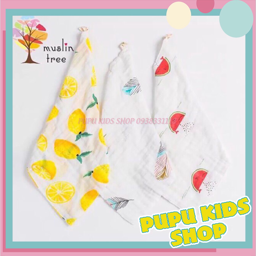 Set 3 Khăn Sữa Sợi Tre Siêu Mềm Muslin Tree (Set 3 Khăn Xô Sợi Tre Muslin Tree) PUPU KIDS SHOP