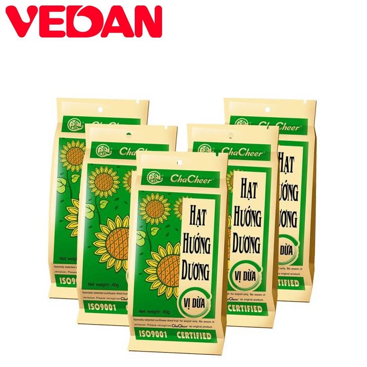 Lốc 20 Gói Hạt Hướng Dương Vị Dừa Chacheer Nhập Khẩu Vedan Túi 40gr